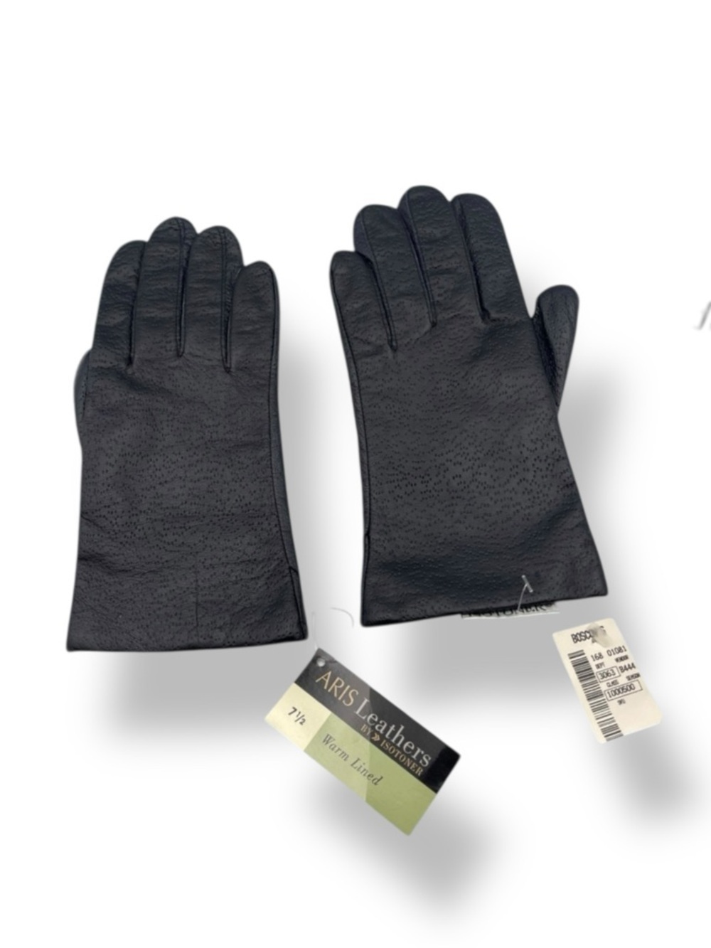 Isotoner ARIS Leathers Ladie's Dark Navy Leather Gloves Size 7 1/2 NWT